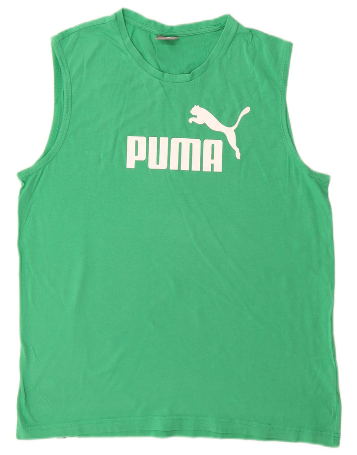 Puma Mens Graphic Vest Top Grande Algodão Verde