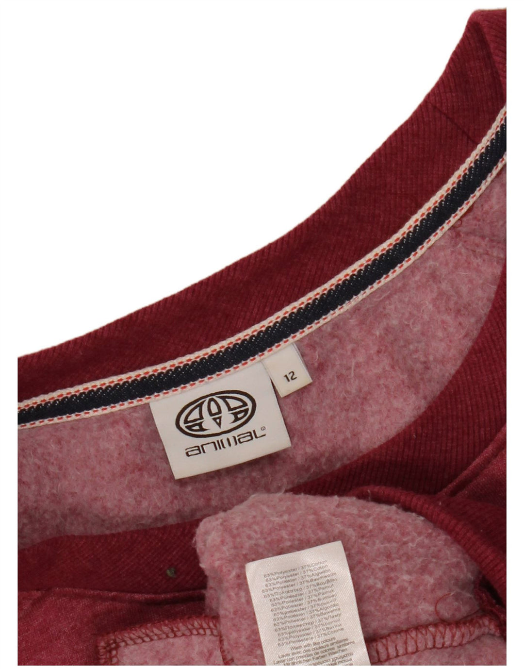 ANIMAL Suéter gráfico feminino com capuz Reino Unido 12 Médio Borgonha Poliéster