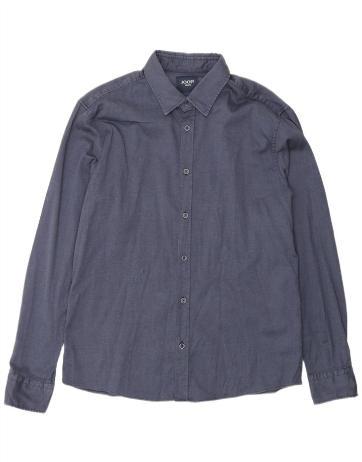 Camisa masculina Joop grande algodão azul marinho
