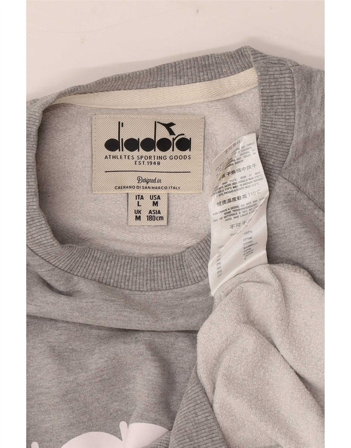Diadora Mens Graphic Sweatshirt Jumper Médio Algodão Cinza