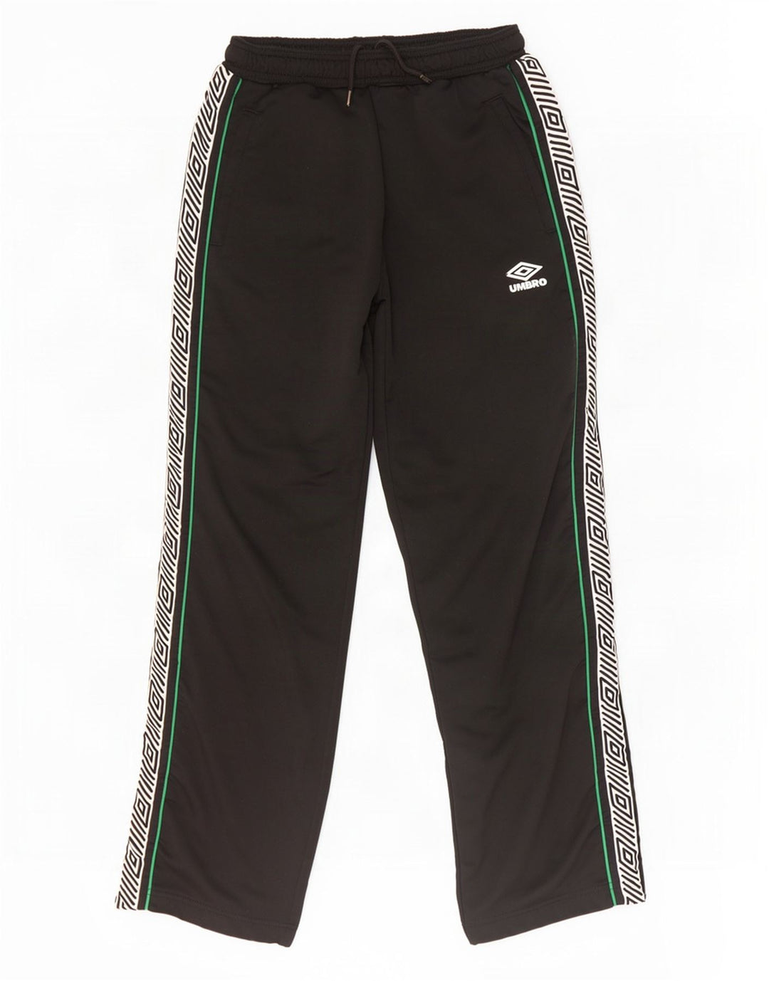 Calça de treino masculina Umbro com estampa gráfica grande em poliéster colorblock preto