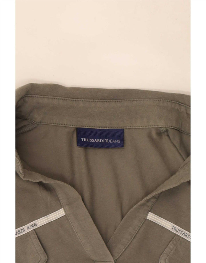 Camisa polo feminina Trussardi UK 14 grande cinza