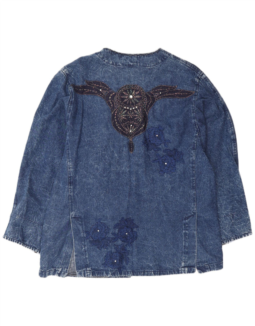 Jaqueta jeans feminina vintage com corte solto IT 42 algodão azul médio