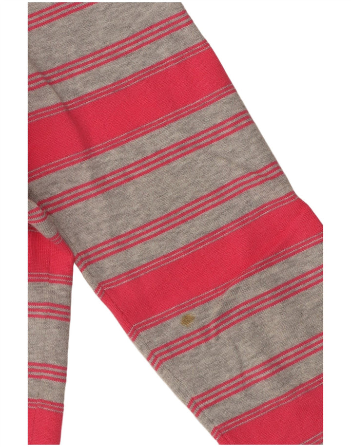 Suéter feminino TOMMY HILFIGER com decote em V UK 12 listrado rosa médio