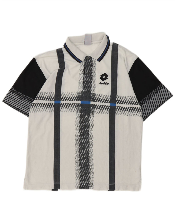 Camisa polo masculina Lotto médio branco colorblock poliéster