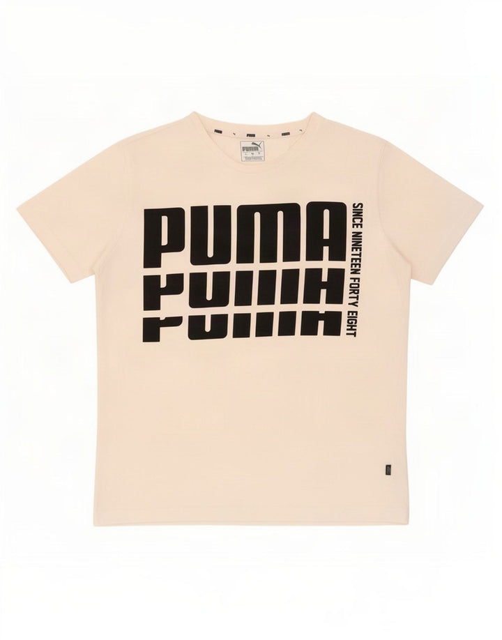 Puma Mens Graphic T-Shirt Top Médio Algodão Branco