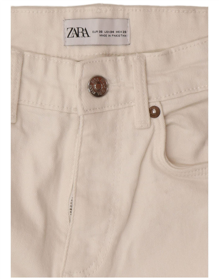 Calça jeans feminina Zara Bootcut EU 36 XS W26 L27 Branco
