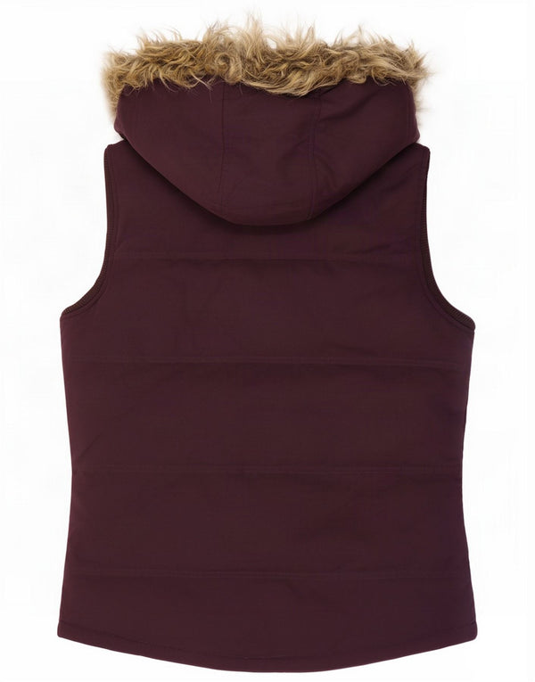 Colete acolchoado com capuz feminino Fat Face UK 10 Poliéster roxo pequeno