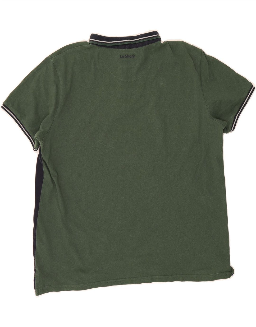 LE SHARK Mens Polo Shirt XL Green Colourblock Cotton Vintage Le Shark and Second-Hand Le Shark from Messina Hembry 