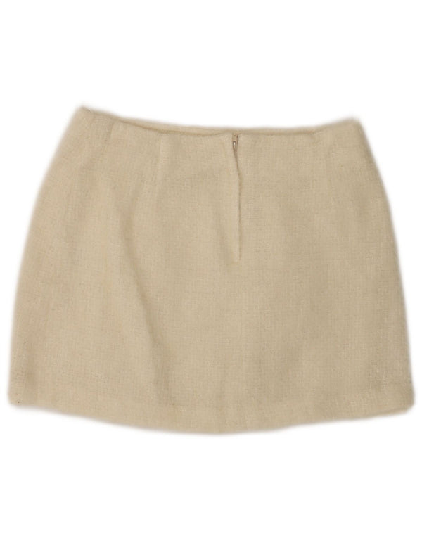 Topshop minissaia feminina de malha Reino Unido 12 médio W28 lã bege