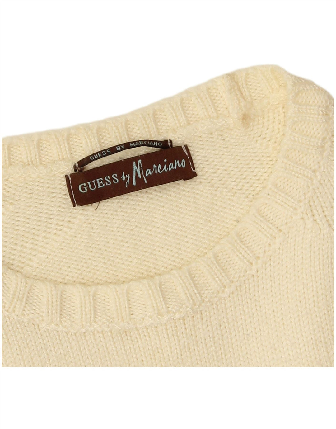 Guess By Marciano Suéter masculino com gola redonda, médio off white
