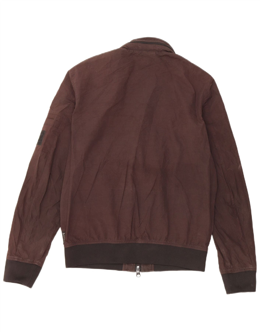 Jaqueta bomber masculina Armani Jeans com capuz EU 48 poliéster marrom pequeno