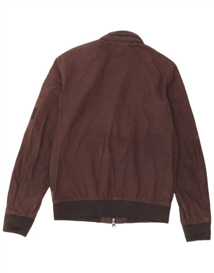 Jaqueta bomber masculina Armani Jeans com capuz EU 48 poliéster marrom pequeno