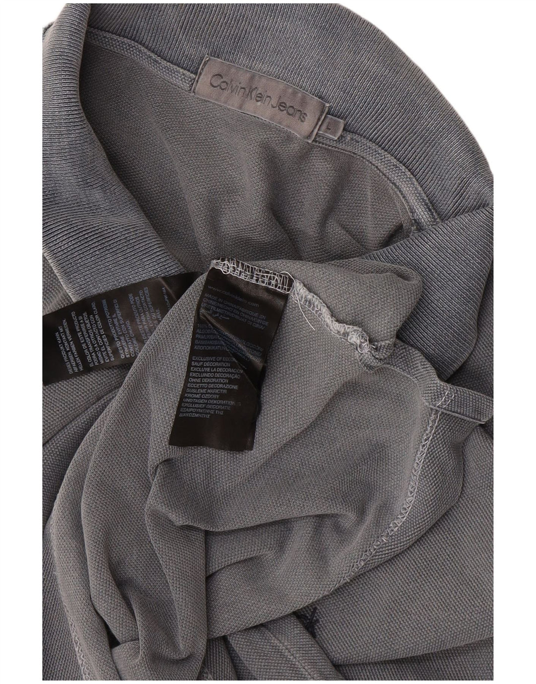 Camisa polo masculina CALVIN KLEIN JEANS grande algodão cinza