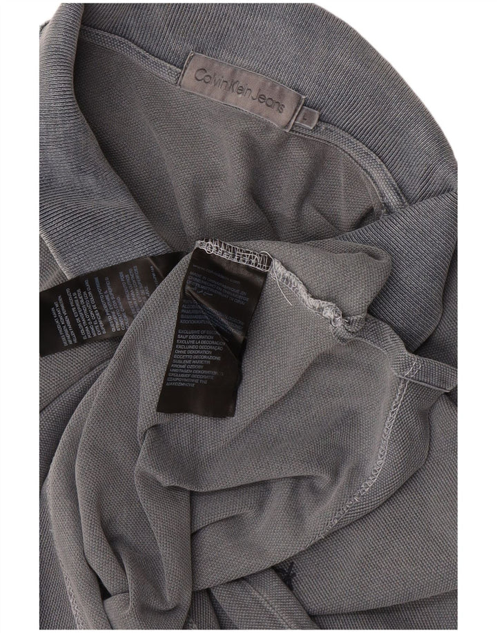 Camisa polo masculina CALVIN KLEIN JEANS grande algodão cinza