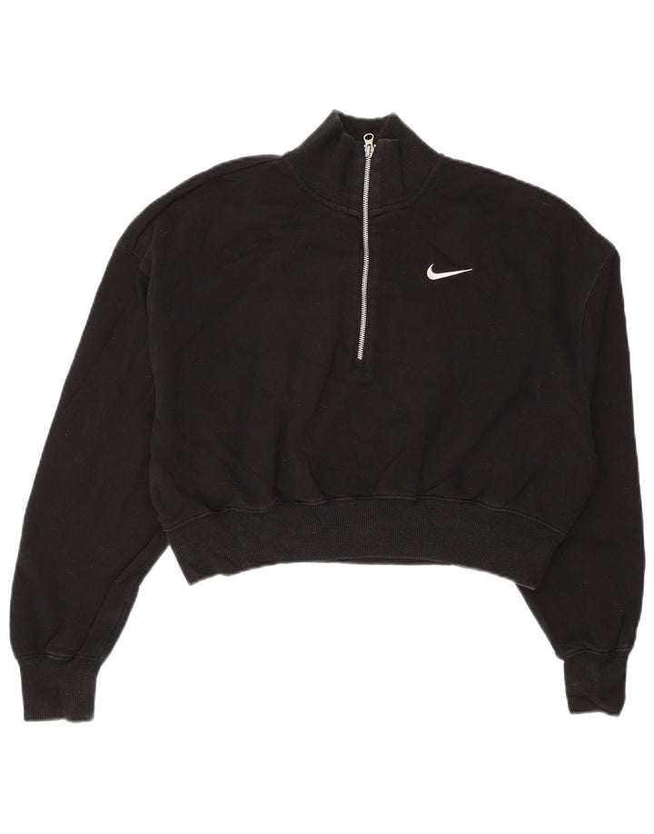 Moletom feminino NIKE com zíper e gola alta UK 14 médio preto algodão