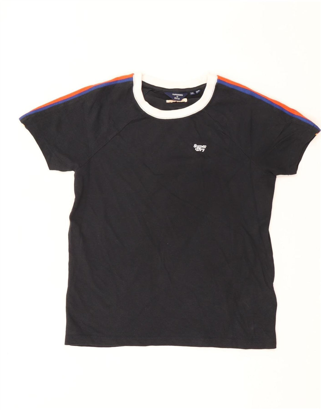 Camiseta feminina Superdry de ajuste solto Top UK 6 XS azul marinho algodão