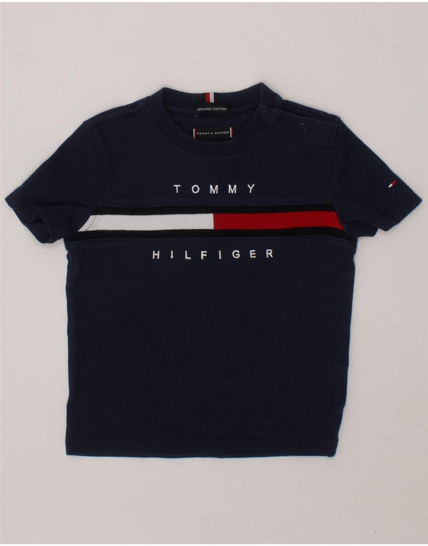 Camiseta estampada TOMMY HILFIGER para bebês meninos 6-9 meses algodão azul marinho