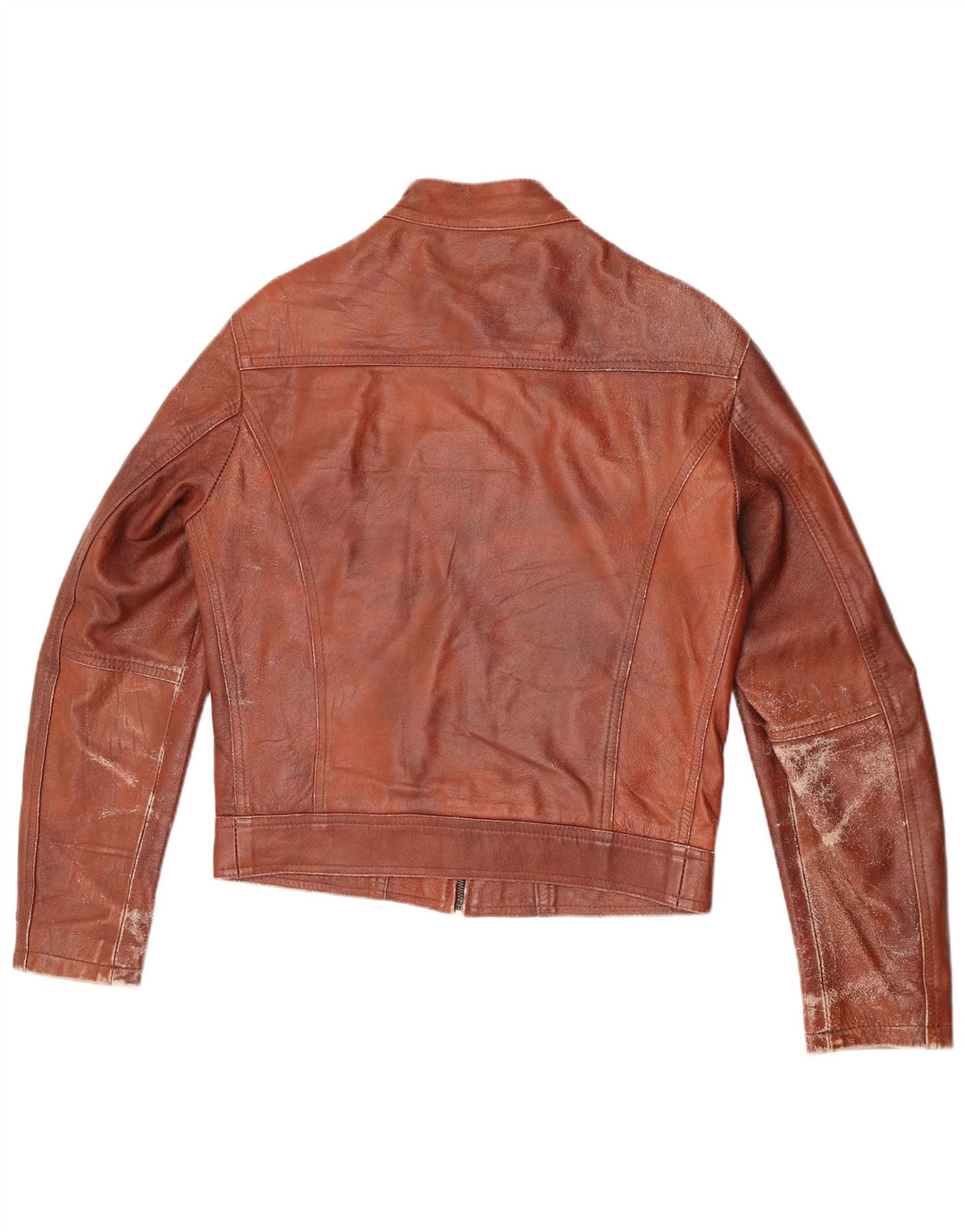 Jaqueta de couro vintage feminina IT 48 XL couro marrom