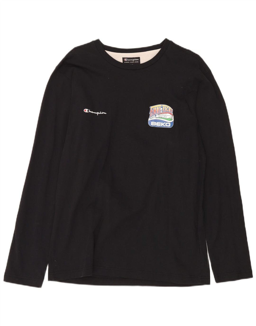 CHAMPION Top gráfico masculino manga comprida grande algodão preto