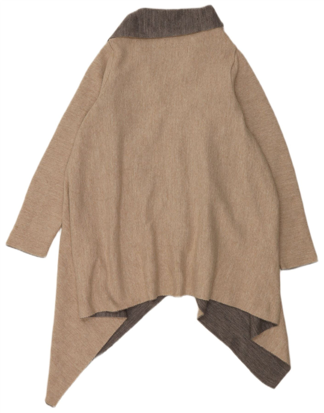 Suéter cardigan assimétrico masculino Zara Reino Unido 14 bloco colorido bege médio