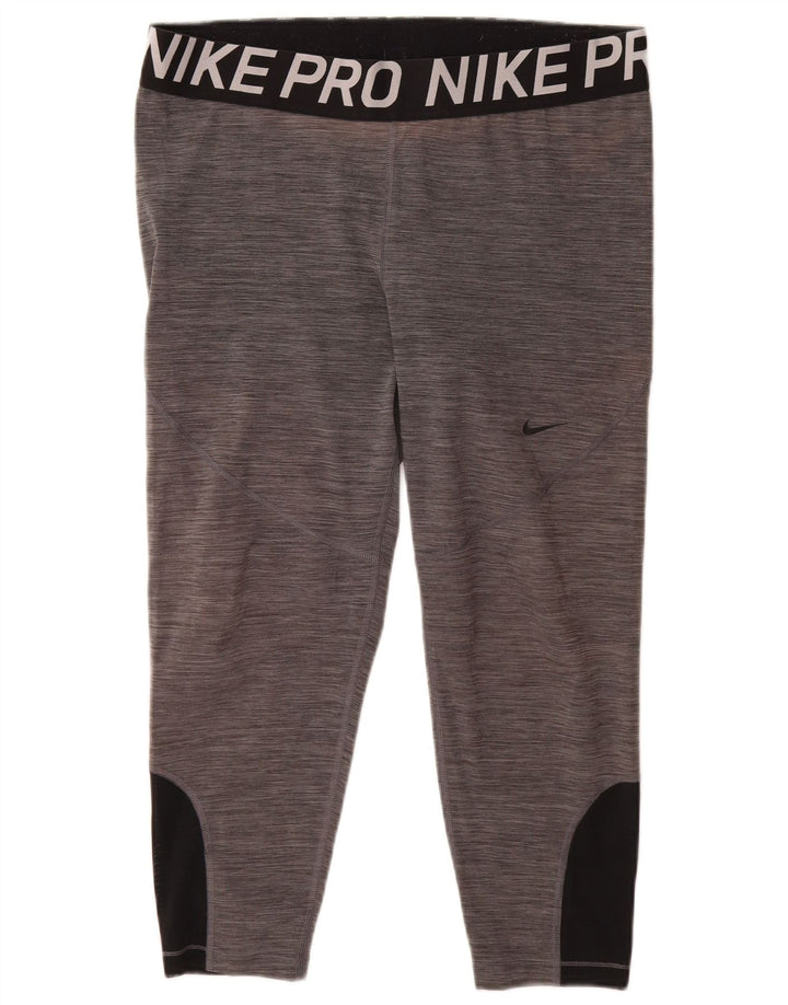 Leggings capri femininas NIKE Dri Fit Graphic UK 20 2XL cinza colorblock