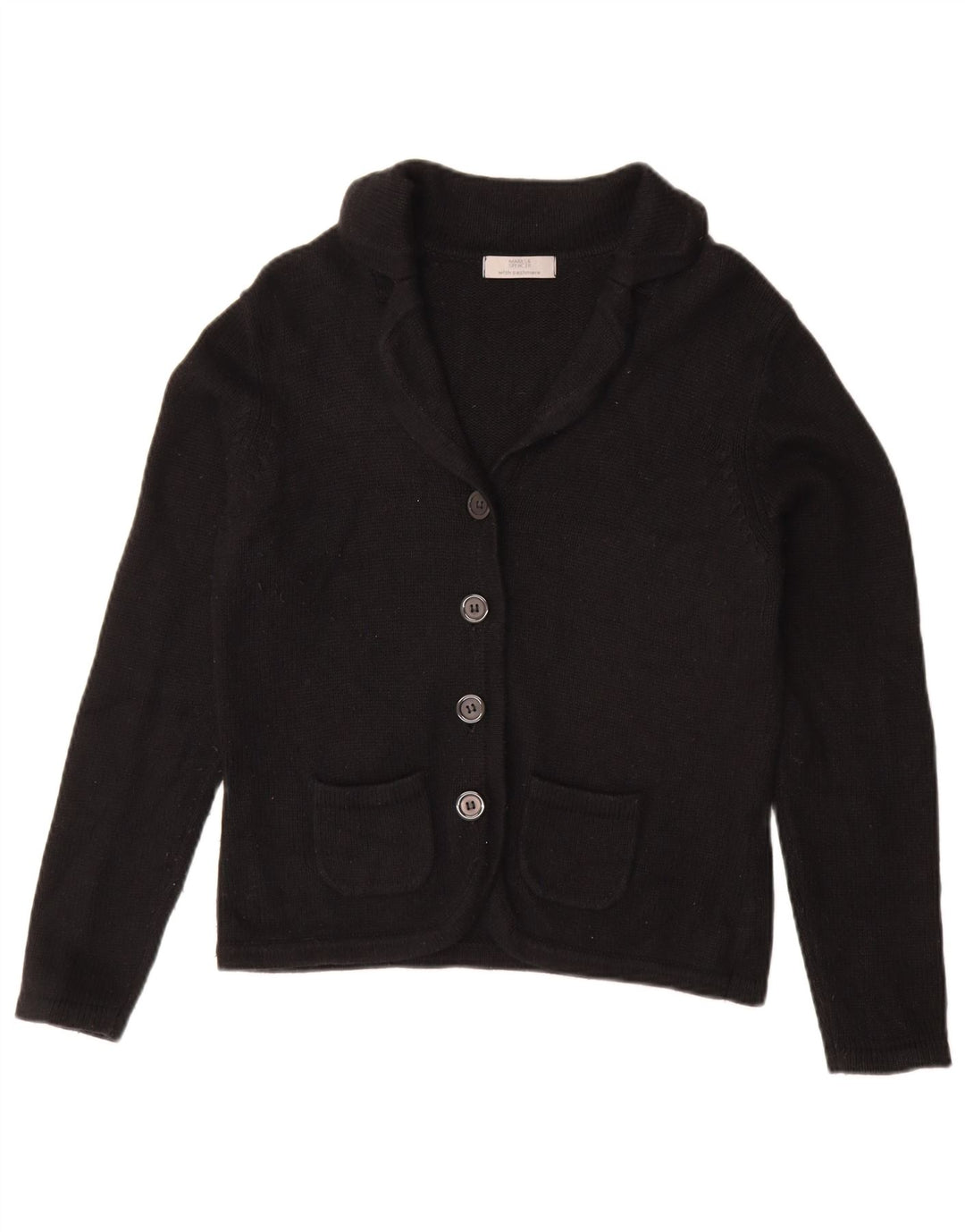 Suéter cardigã feminino Marks & Spencer Reino Unido 12 algodão preto médio