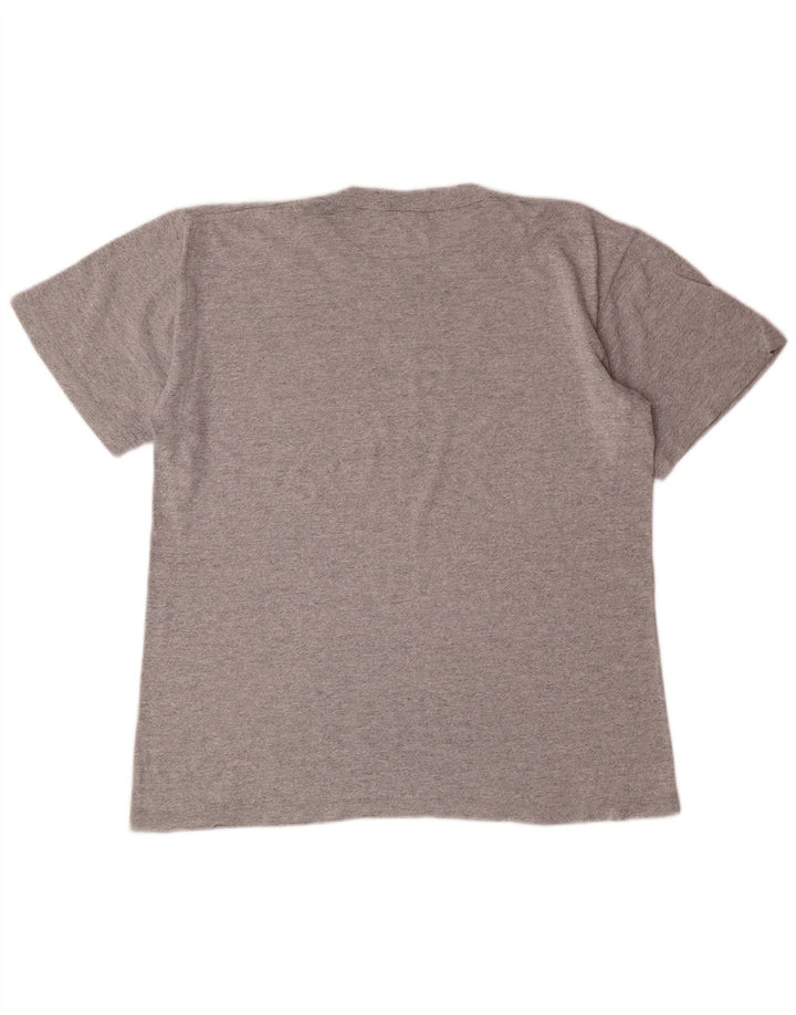 CAMPEÃO Camiseta masculina gráfica Top algodão manchado cinza médio