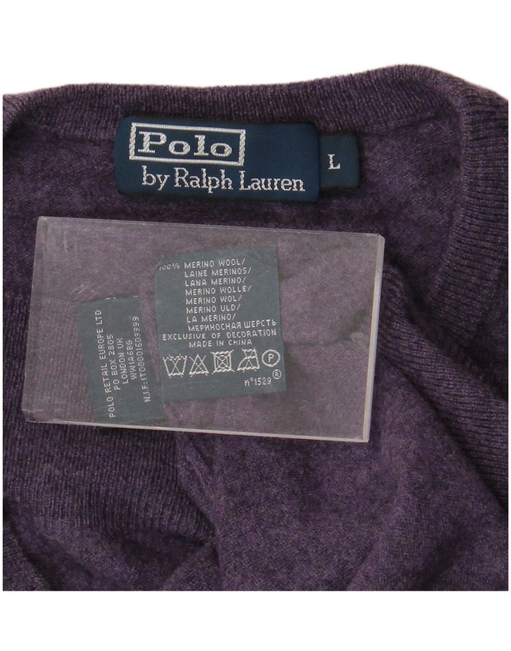 Suéter masculino POLO RALPH LAUREN com gola redonda grande roxo manchado