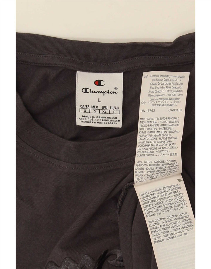 Camiseta masculina estampada Champion grande algodão cinza