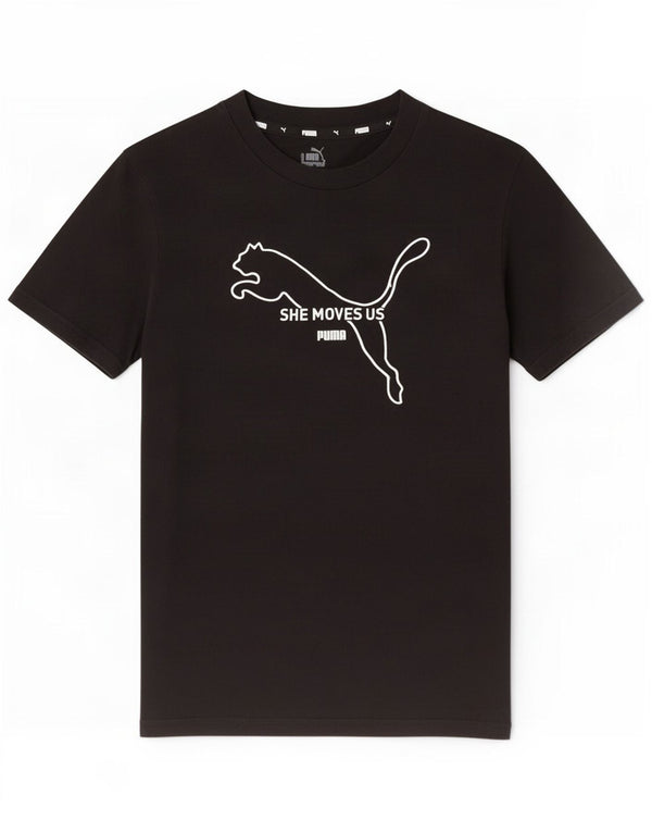 Puma Mens Graphic T-Shirt Top XS Algodão Preto