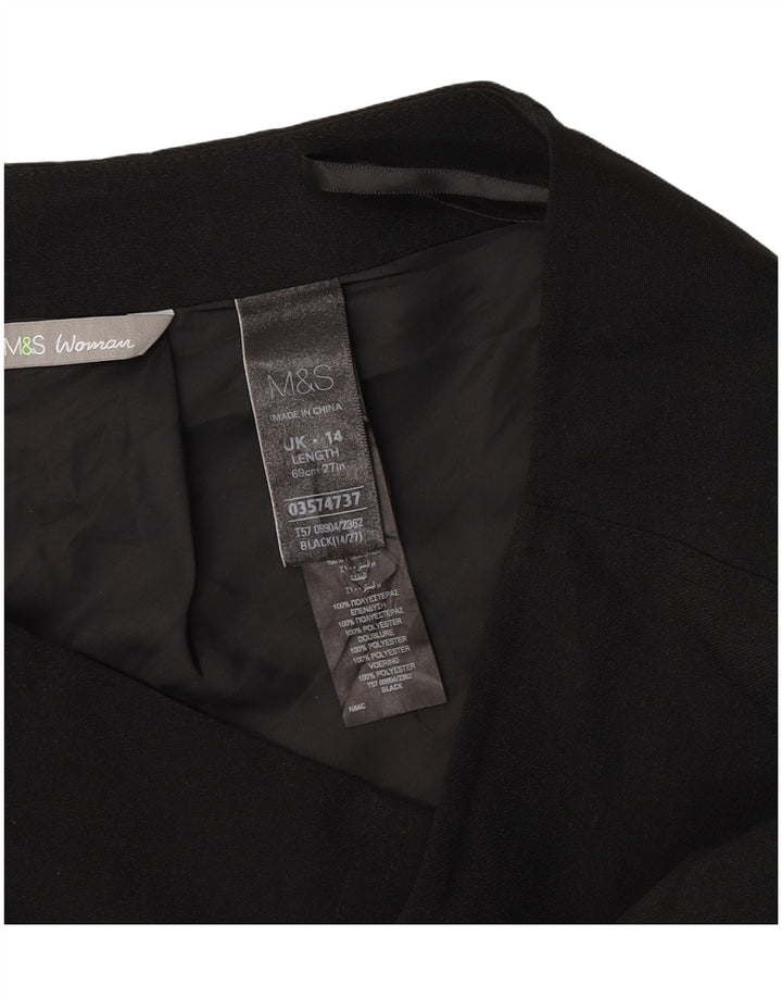 Saia lápis feminina Marks & Spencer Reino Unido 14 grande W32 poliéster preto