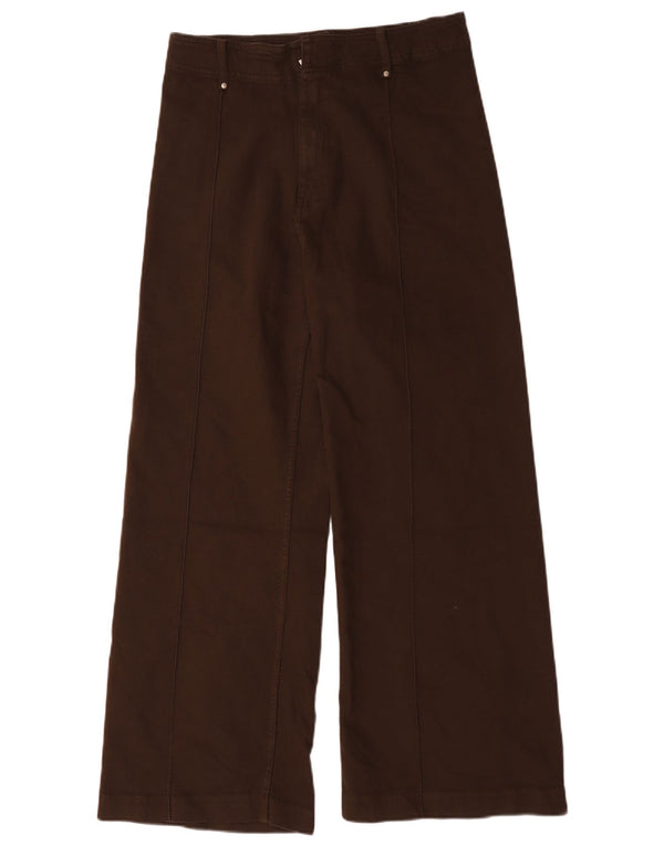 Zara Calça feminina casual cintura alta perna larga UE 42 grande W32 L29 marrom