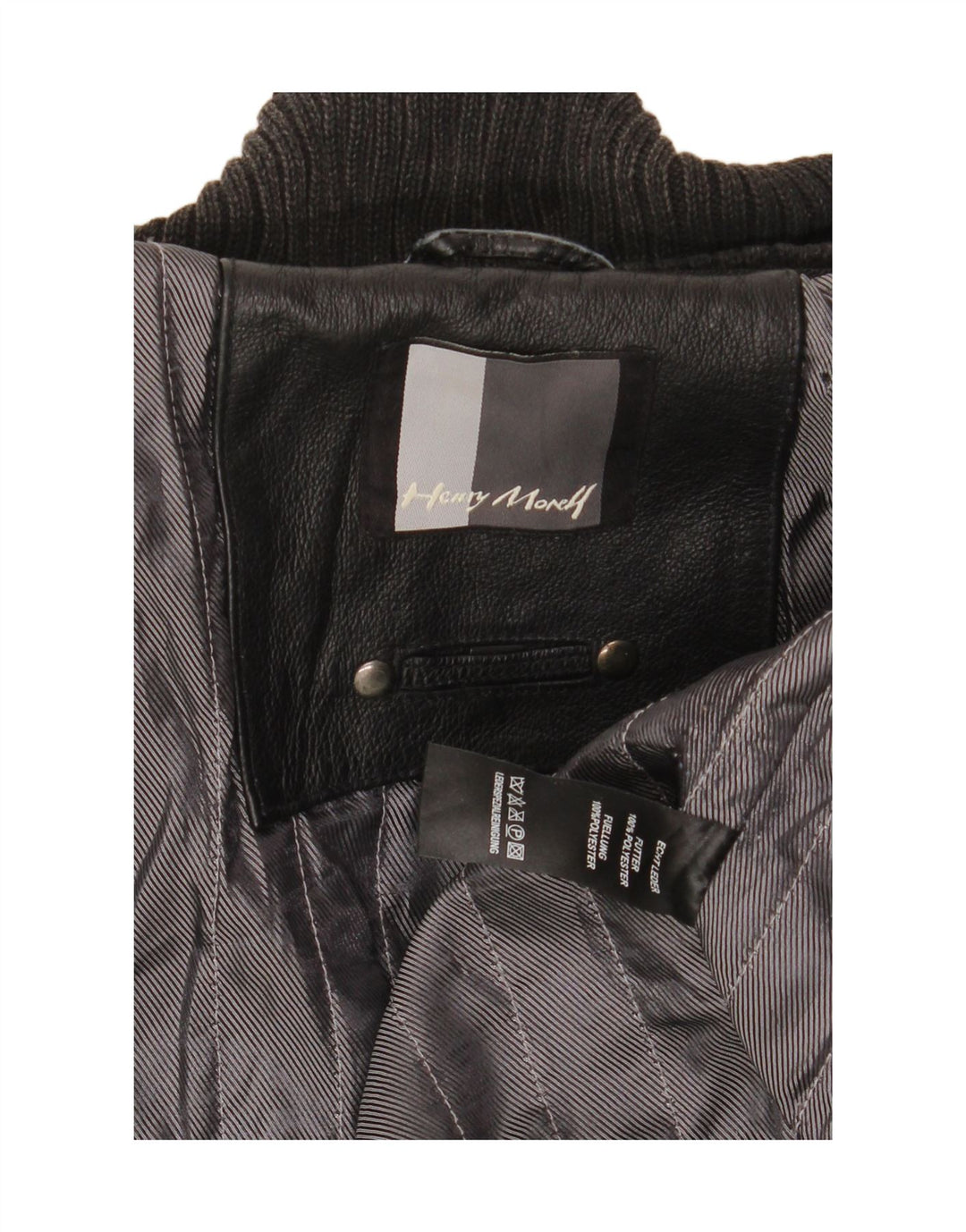 Jaqueta de couro masculina HENRY MORELL Reino Unido 42 XL couro preto