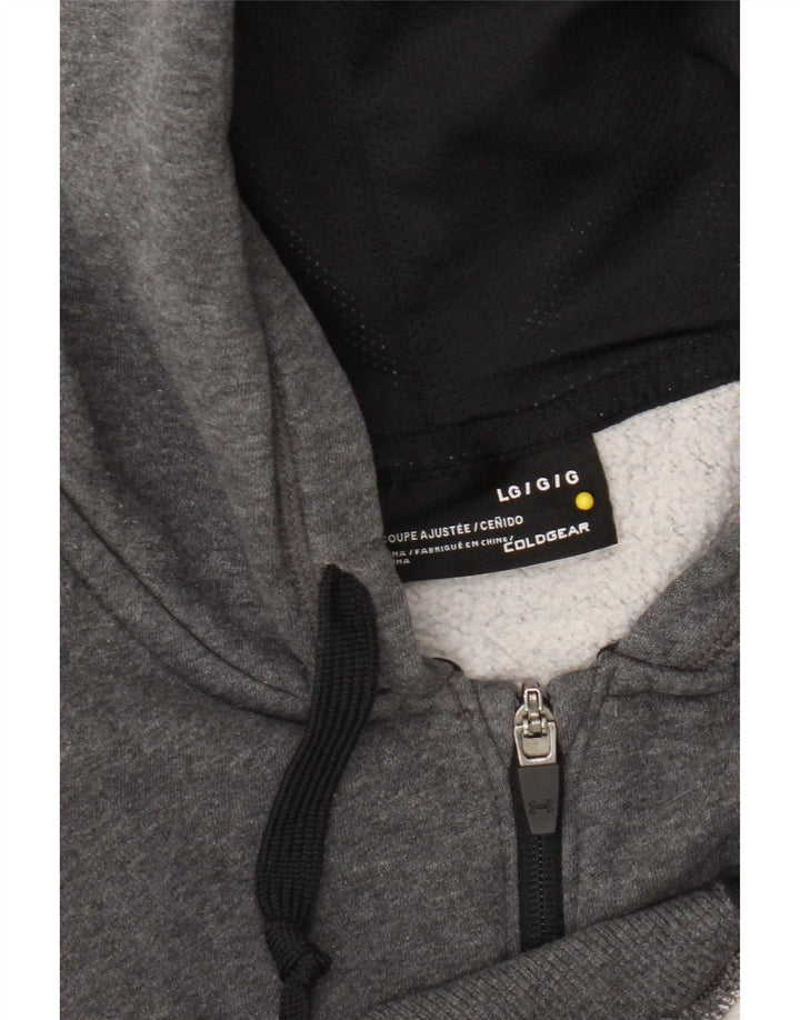 Suéter masculino Under Armour Cold Gear Zip com capuz grande cinza salpicado