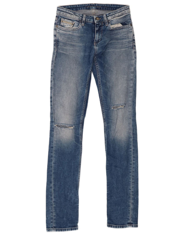 Calvin Klein Jeans skinny feminino desgastado W25 L32 algodão azul
