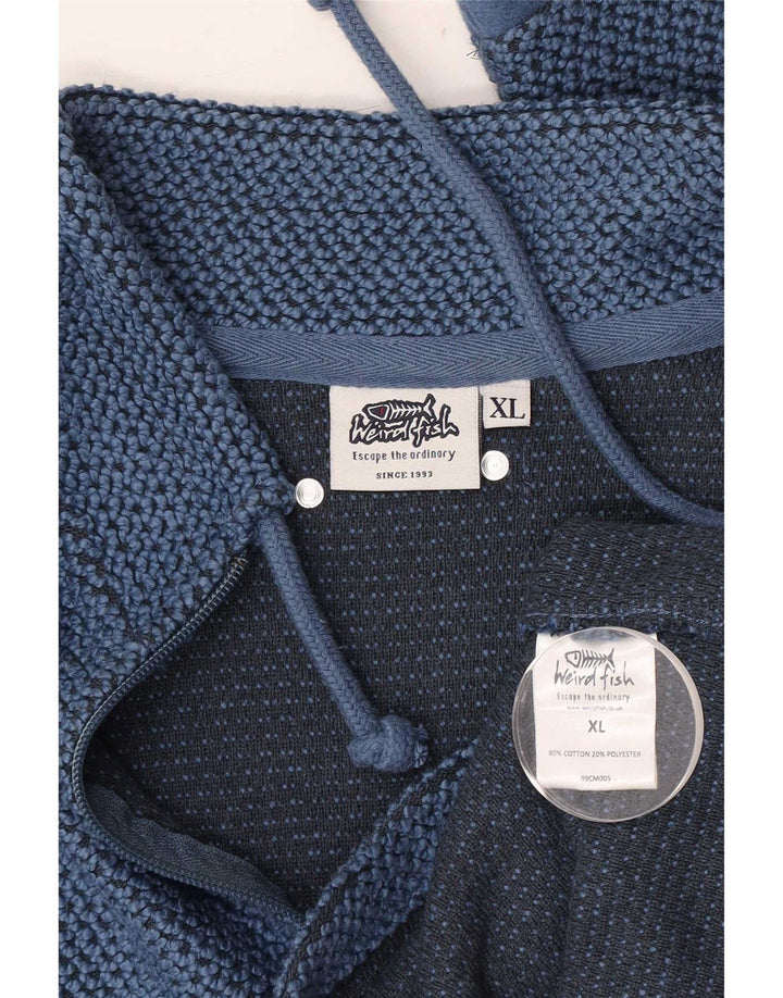 Moletom masculino Weird Fish com zíper e pescoço XL algodão azul