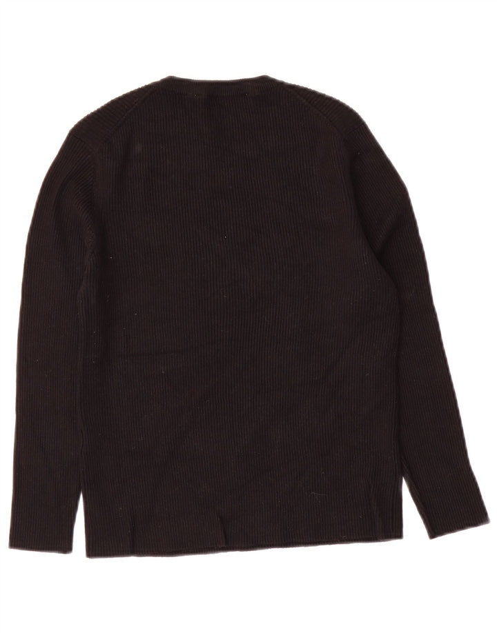 Zara Top curto feminino manga 3/4 Reino Unido 12 viscose preta média