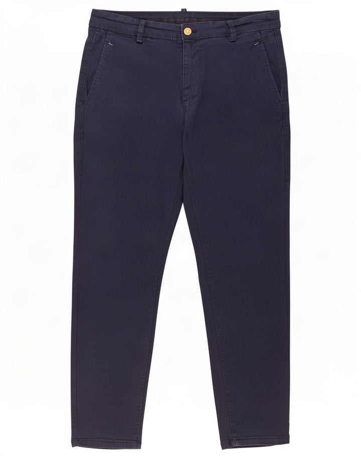 Zara Mens Calças Slim Cropped EU 40 Médio W31 L26 Azul Marinho