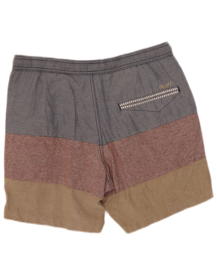 Volcom Mens Casual Shorts W32 Médio Multicolorido Colorblock Algodão