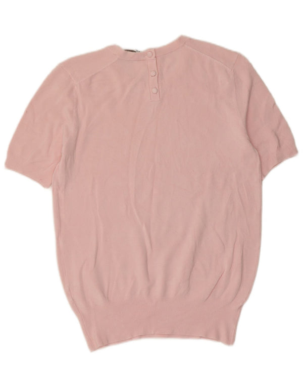 Suéter feminino Zara de manga curta com gola redonda UK 18 XL rosa