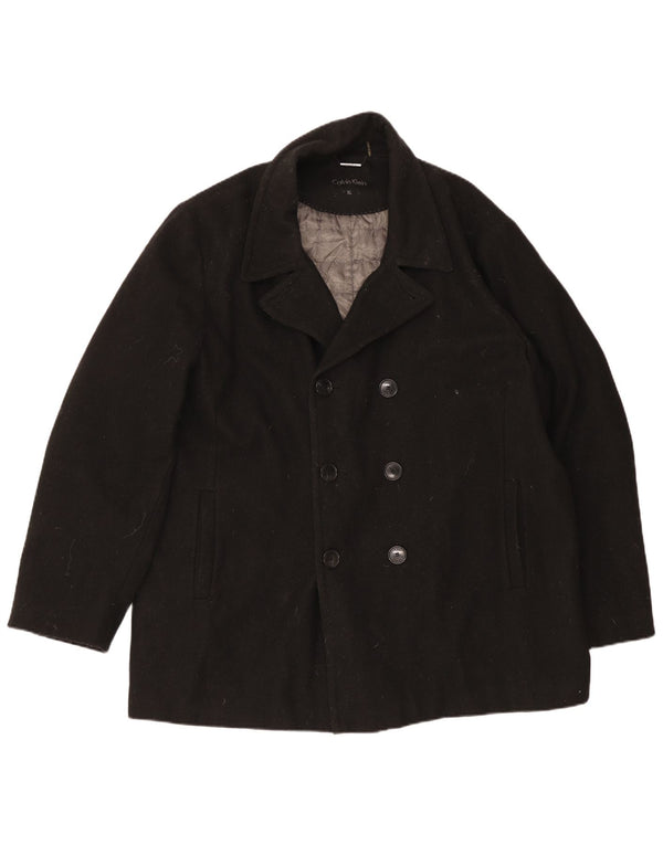 Casaco masculino Calvin Klein com peito duplo Reino Unido 42 XL lã preta