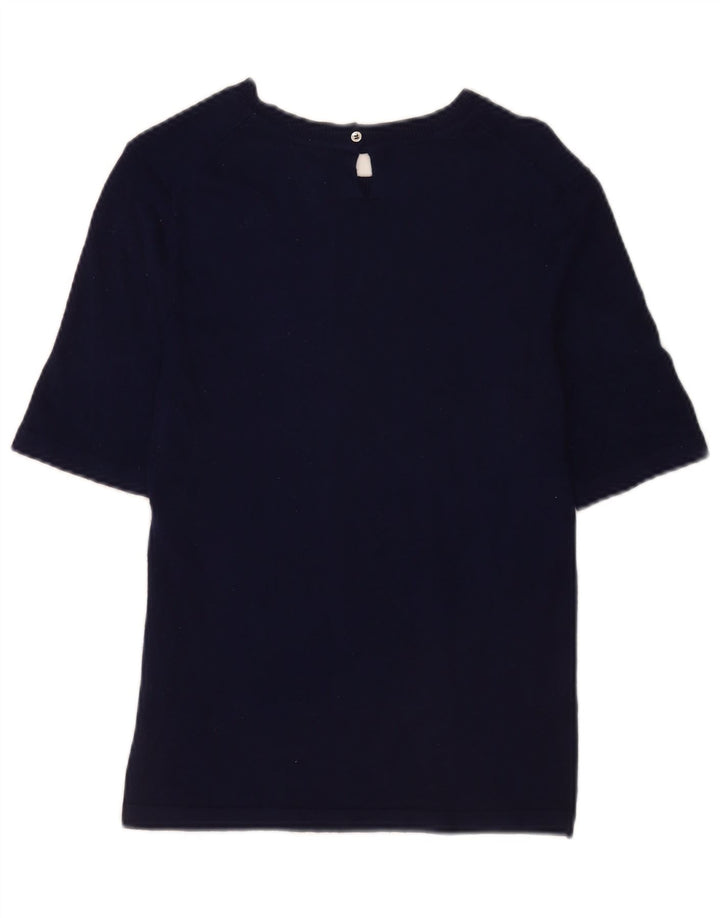 Camiseta feminina Zara UK 14 grande azul marinho