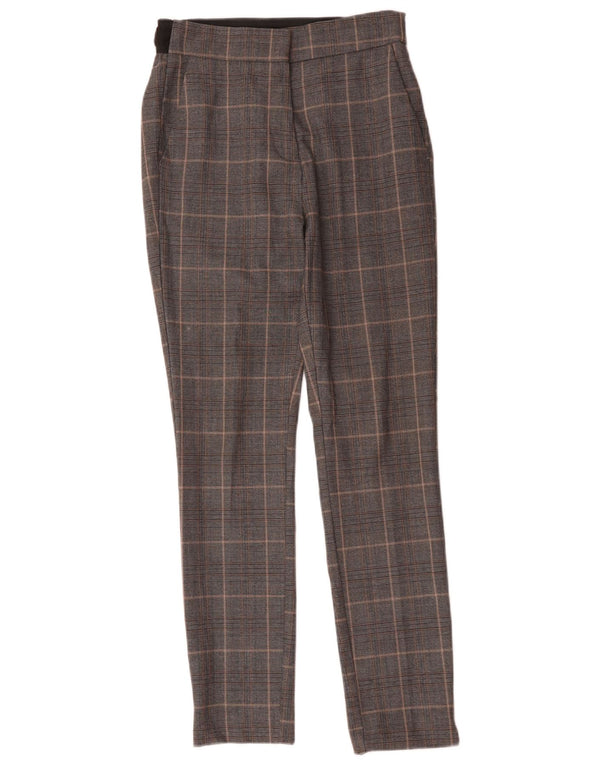 Zara Calça Chino Feminina Cintura Alta Slim XS W24 L28 Cinza Xadrez