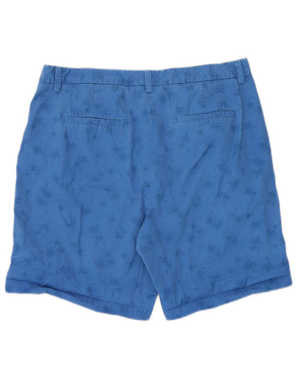 Shorts chino feminino Marks & Spencer Reino Unido 14 grande W34 azul algodão havaiano
