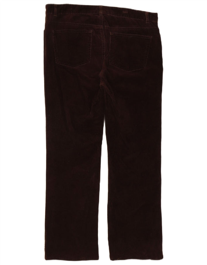 Calça feminina reta de veludo CHAPS US 14 XL W36 L28 algodão marrom