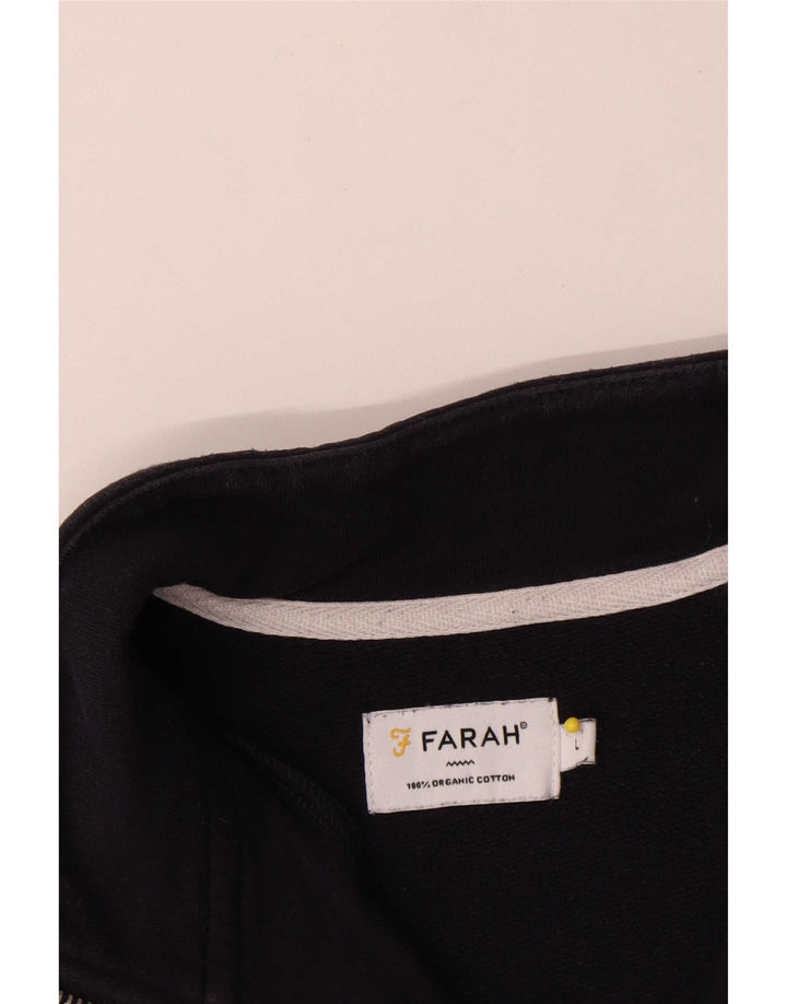 Moletom masculino Farah com zíper e gola grande de algodão azul marinho