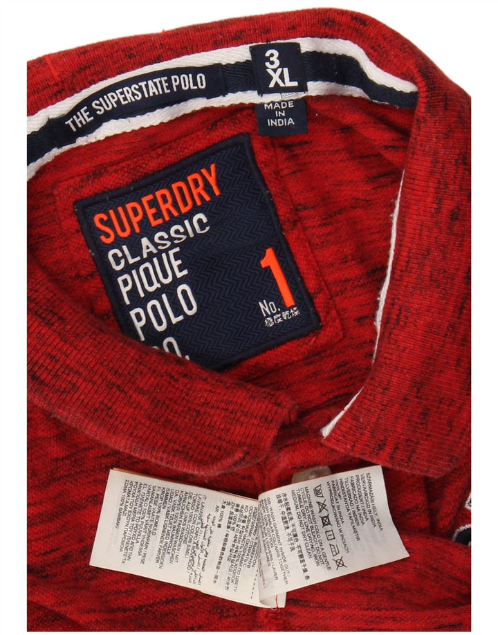 Camisa polo masculina SUPERDRY 3XL algodão manchado vermelho