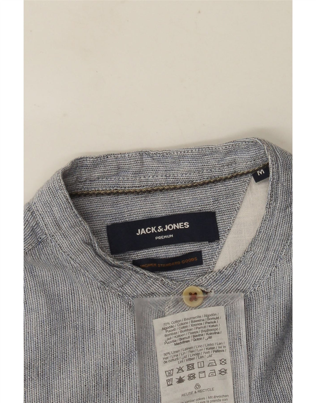 Camisa masculina JACK & JONES de algodão listrado azul médio