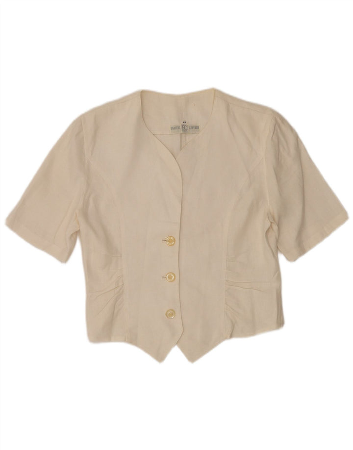 Jaqueta blazer feminina Enrico Coveri manga curta com 3 botões IT 44 médio branco